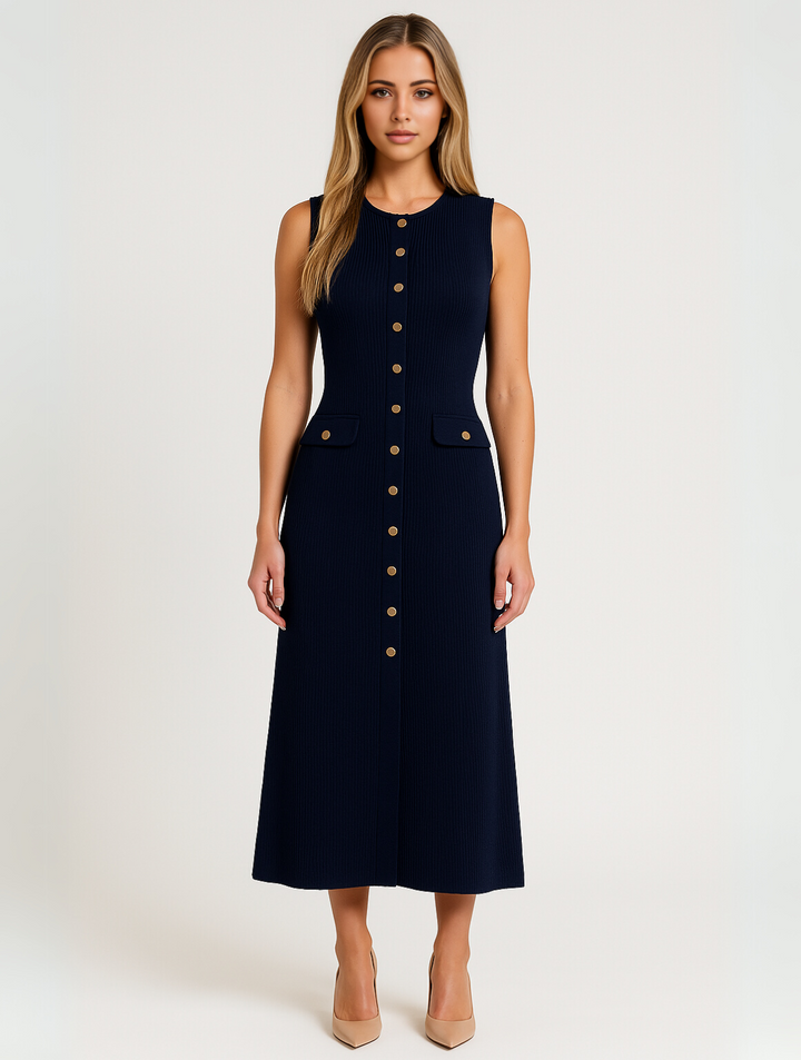 Women's Stylish Buttoned Midi Dress