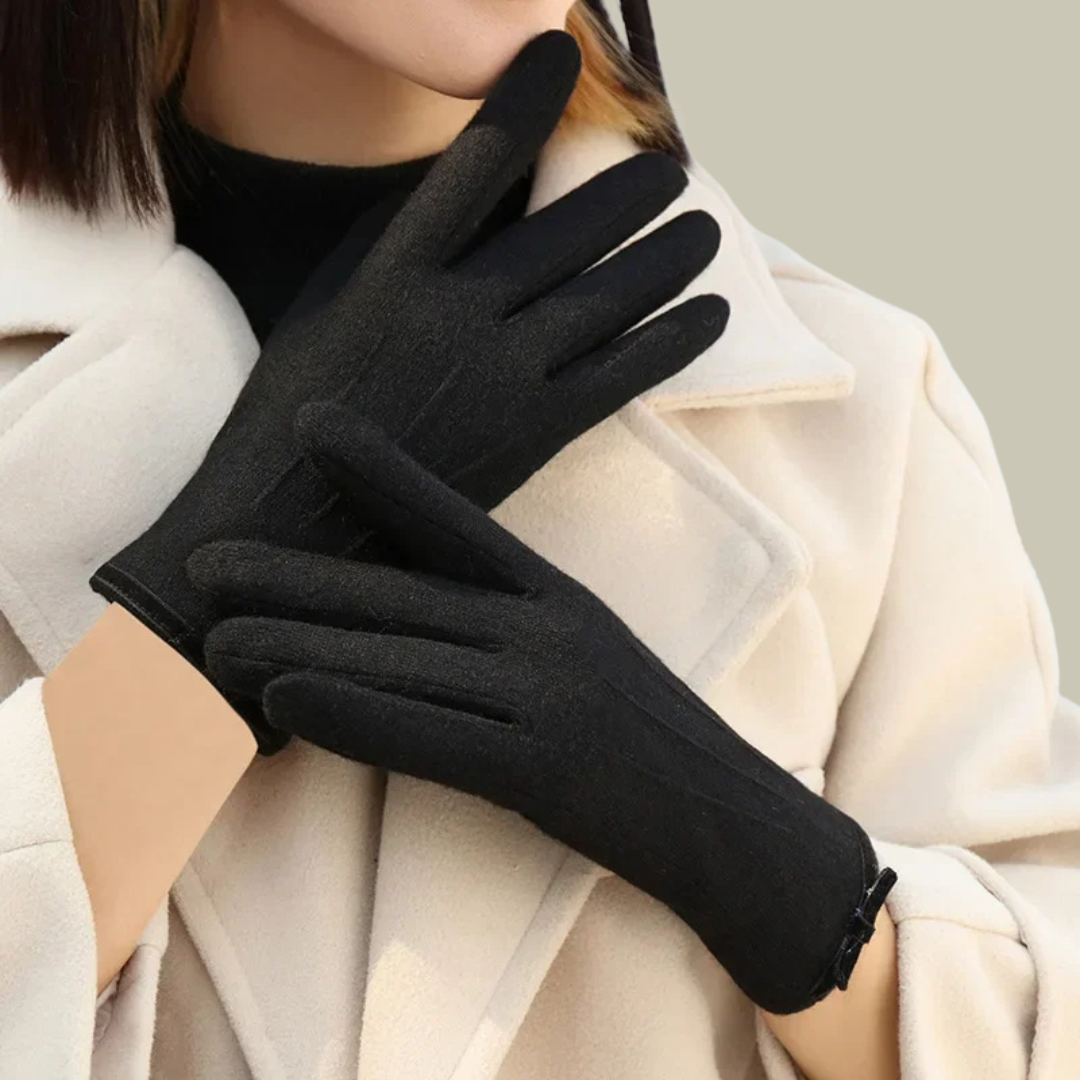 Women’s Winter Gloves – Elegant Full-Finger Design with Bow Accent