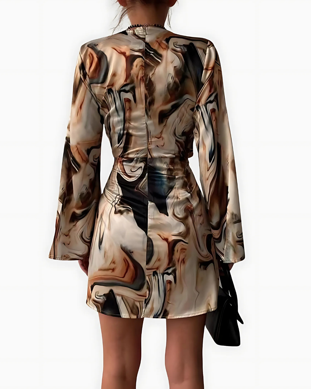 Women's Wrap Dress with Abstract Marble Print