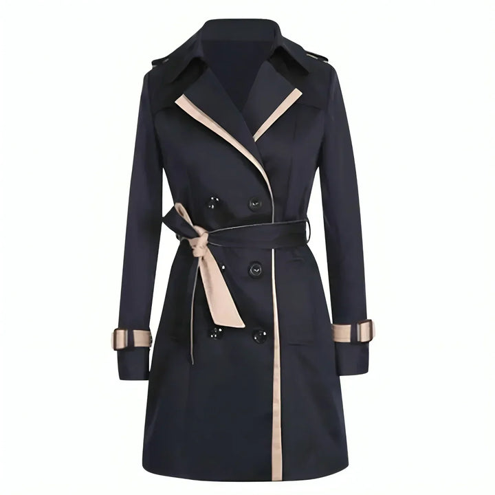 Women's Double-Breasted Trench Coat with Belt and Cuff Straps