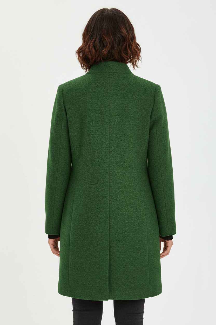 Elara – Women’s Wool Blend Coat with Stand Collar and Pockets
