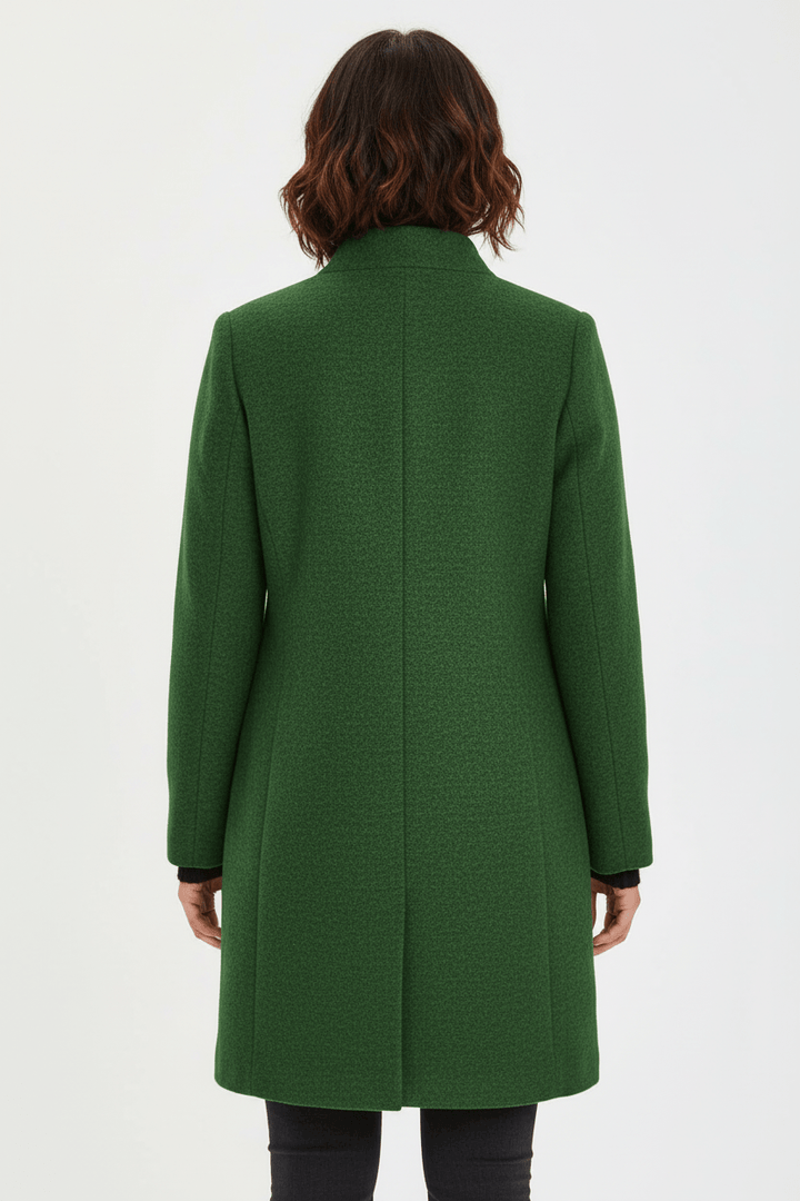 Elara – Women’s Wool Blend Coat with Stand Collar and Pockets
