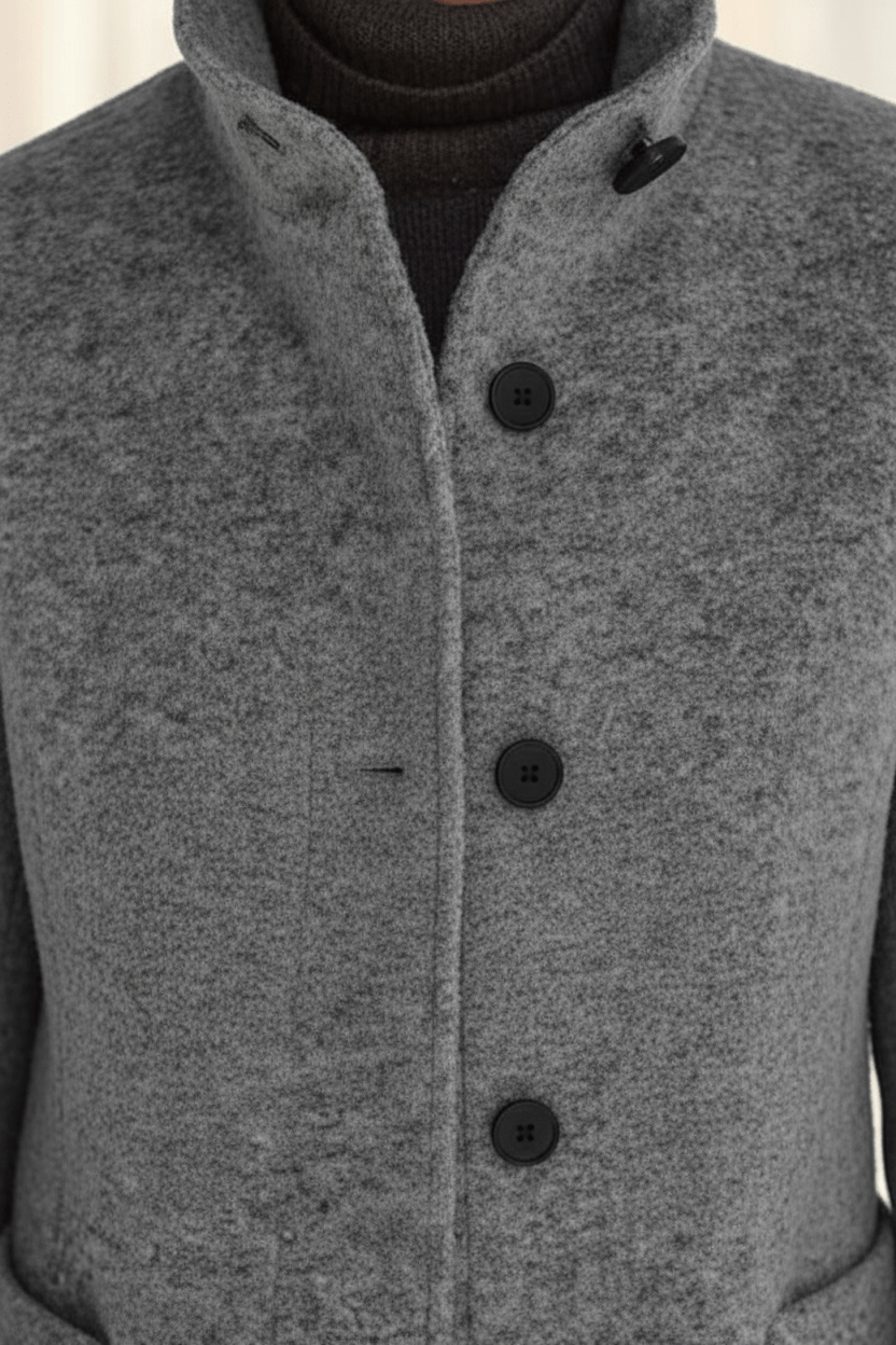 Elara – Women’s Wool Blend Coat with Stand Collar and Pockets