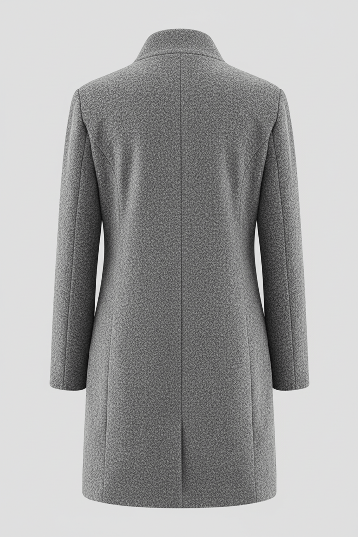 Elara – Women’s Wool Blend Coat with Stand Collar and Pockets