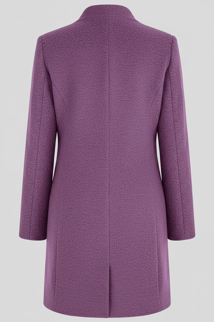 Elara – Women’s Wool Blend Coat with Stand Collar and Pockets