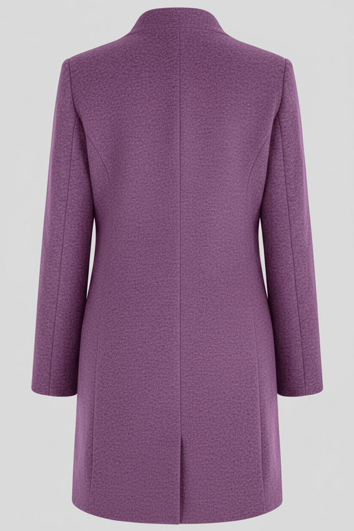 Elara – Women’s Wool Blend Coat with Stand Collar and Pockets