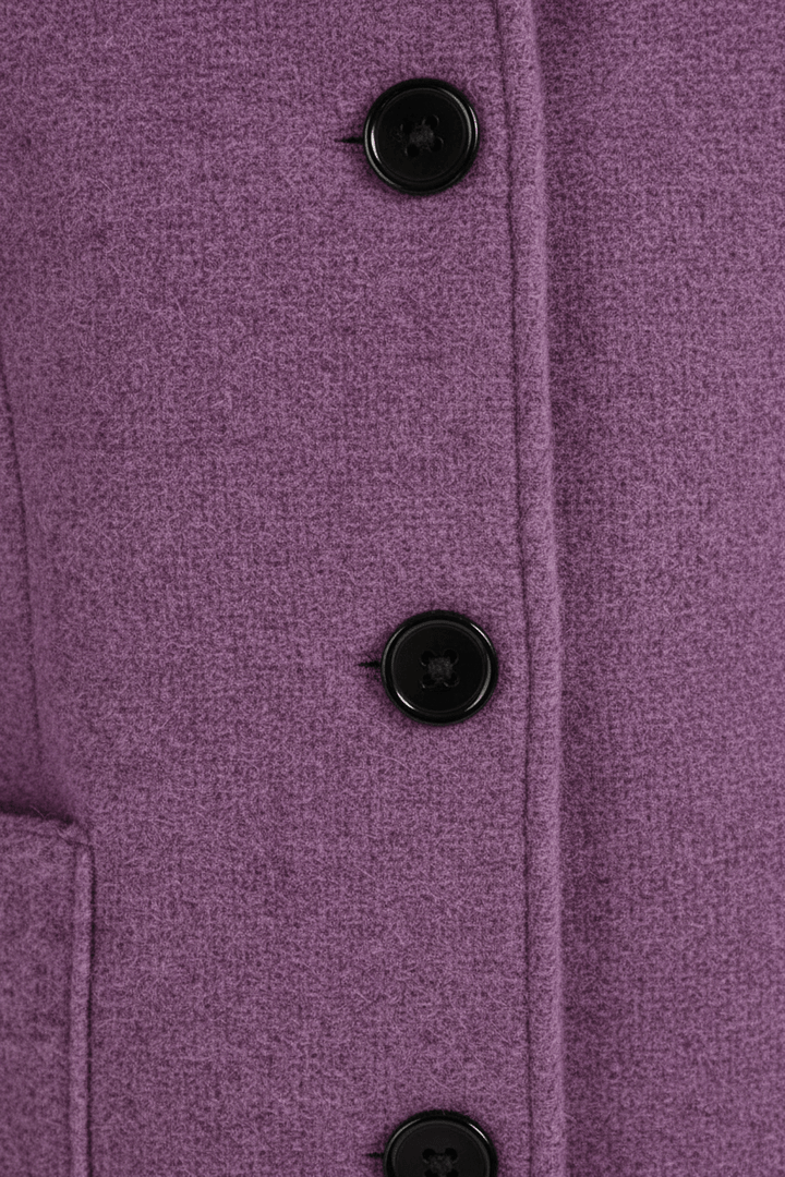 Elara – Women’s Wool Blend Coat with Stand Collar and Pockets