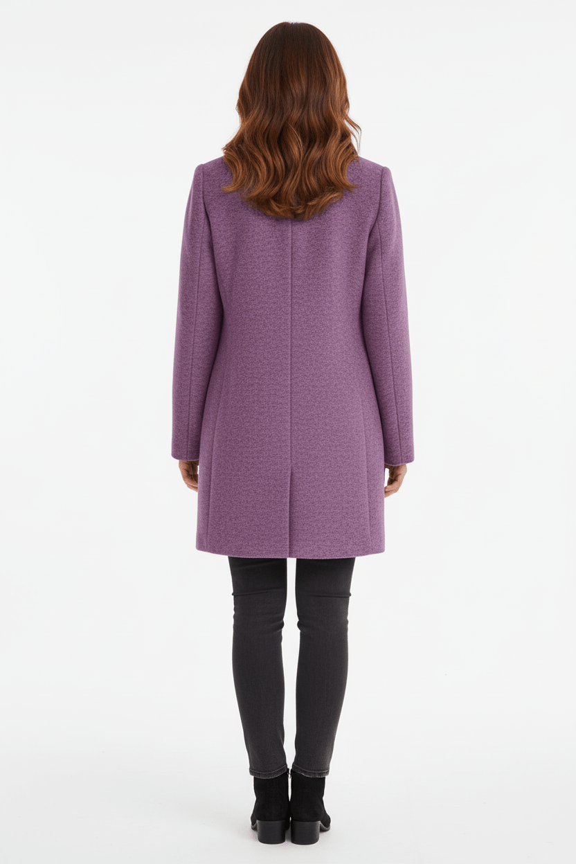 Elara – Women’s Wool Blend Coat with Stand Collar and Pockets