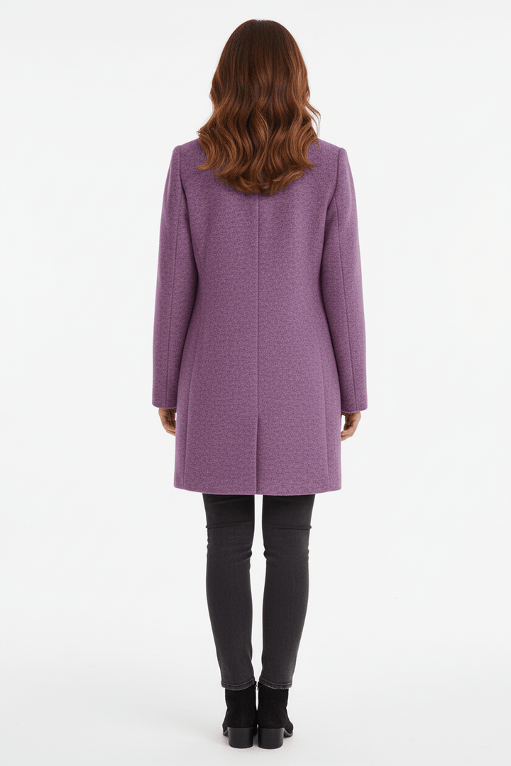 Elara – Women’s Wool Blend Coat with Stand Collar and Pockets