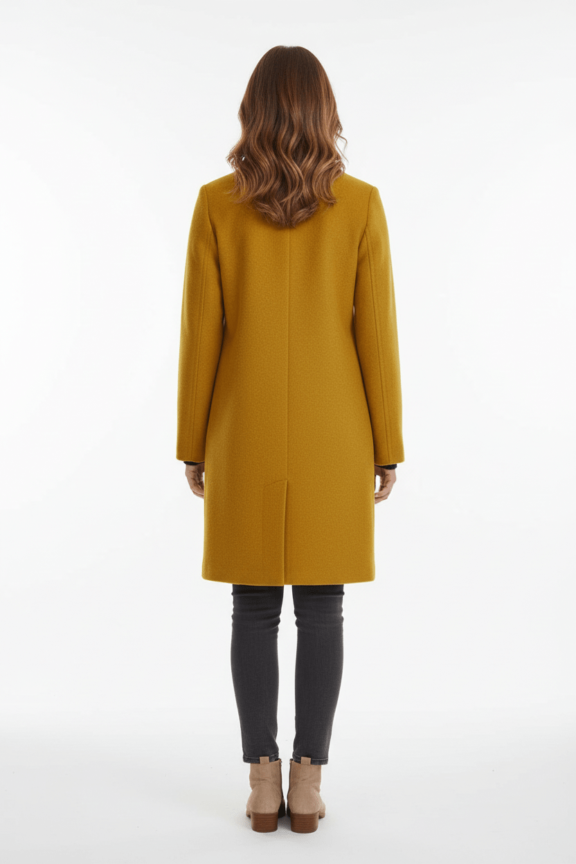 Elara – Women’s Wool Blend Coat with Stand Collar and Pockets