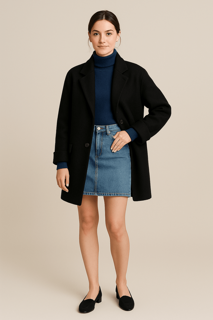 Marlene – Women’s Wool-Blend Coat with Button Closure and Pockets