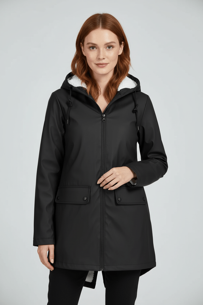 Meera – Women’s Waterproof Fleece-Lined Hooded Trench Coat with Tailored Fit