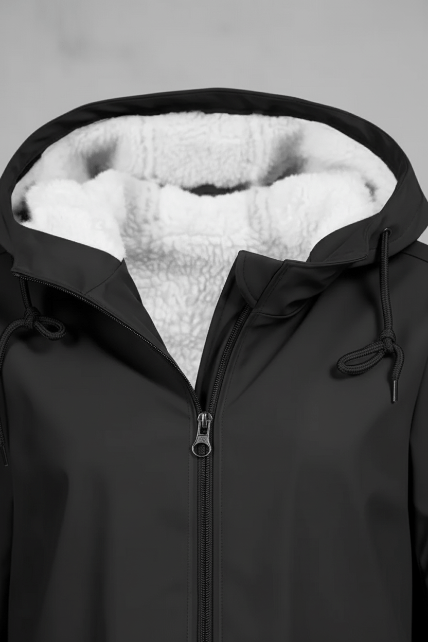 Meera – Women’s Waterproof Fleece-Lined Hooded Trench Coat with Tailored Fit