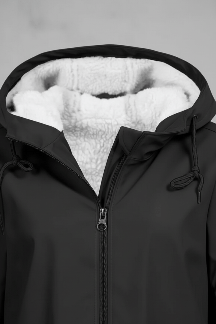 Meera – Women’s Waterproof Fleece-Lined Hooded Trench Coat with Tailored Fit