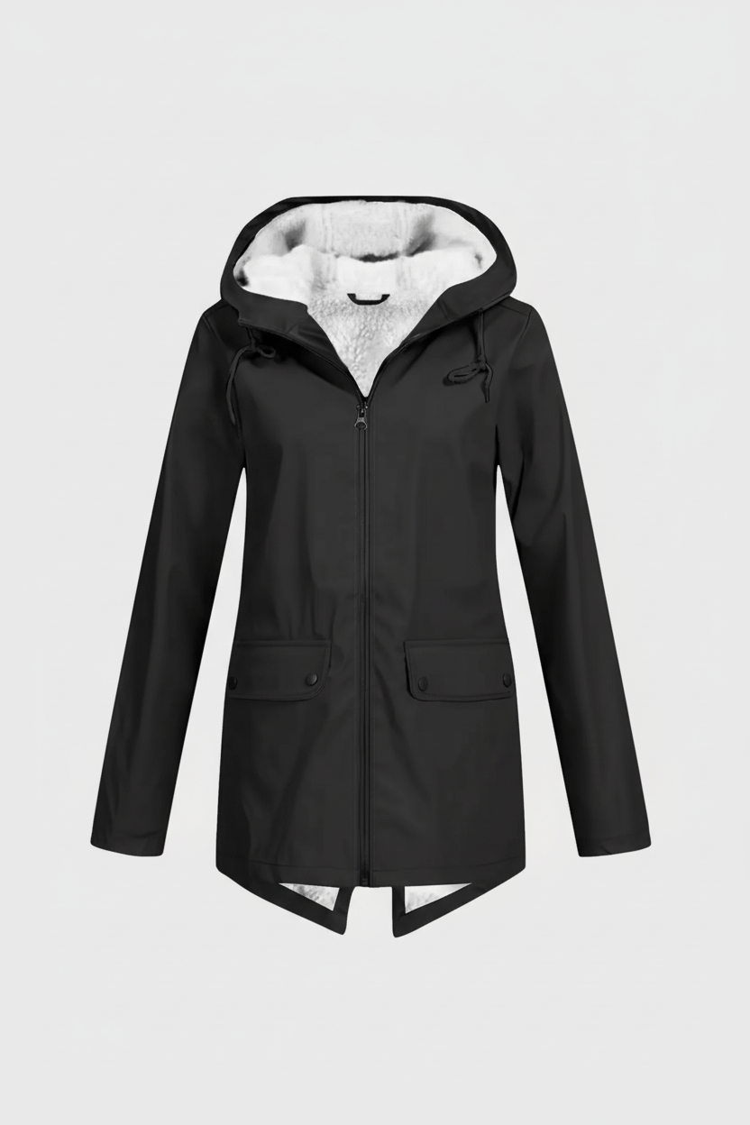 Meera – Women’s Waterproof Fleece-Lined Hooded Trench Coat with Tailored Fit
