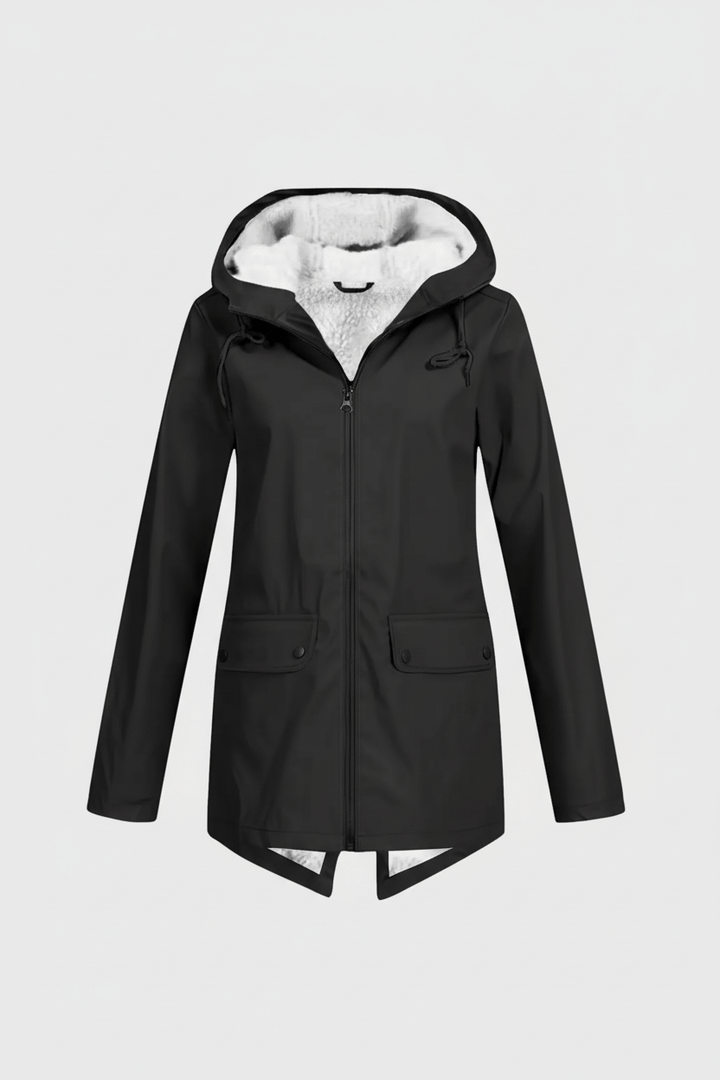 Meera – Women’s Waterproof Fleece-Lined Hooded Trench Coat with Tailored Fit
