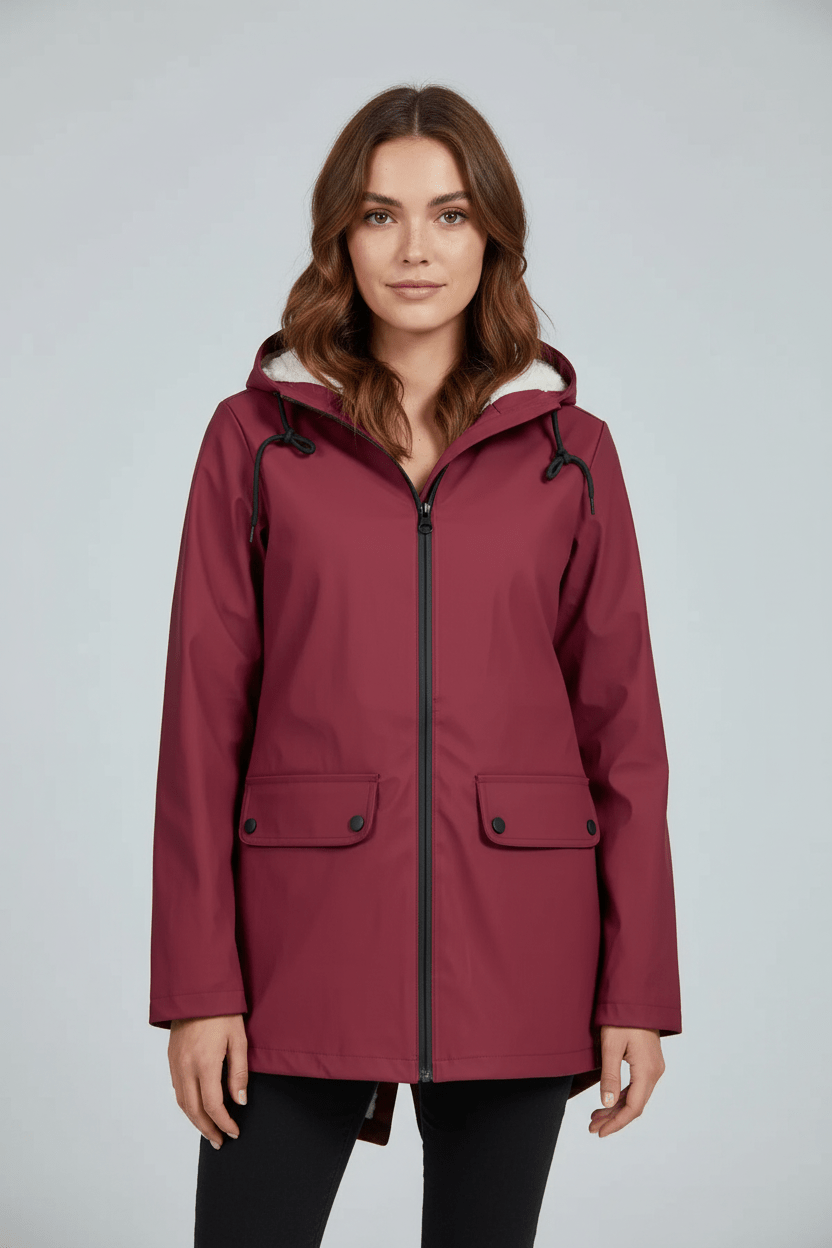 Meera – Women’s Waterproof Fleece-Lined Hooded Trench Coat with Tailored Fit