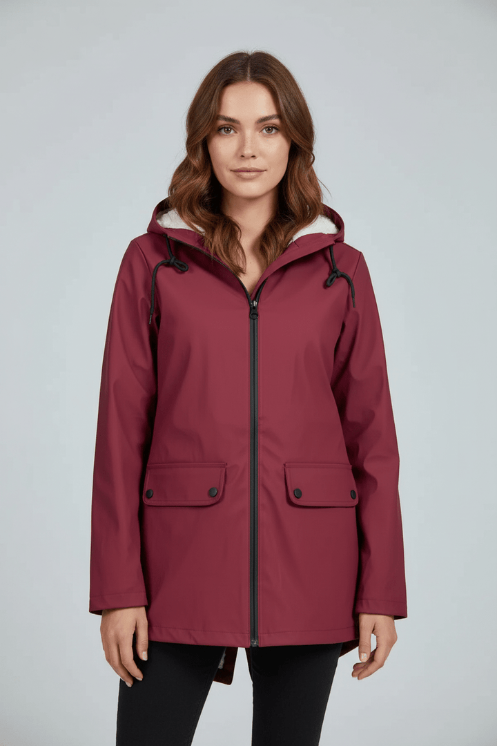 Meera – Women’s Waterproof Fleece-Lined Hooded Trench Coat with Tailored Fit