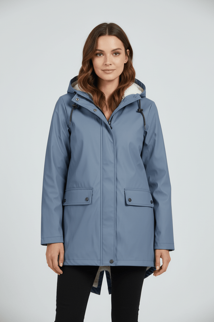 Meera – Women’s Waterproof Fleece-Lined Hooded Trench Coat with Tailored Fit