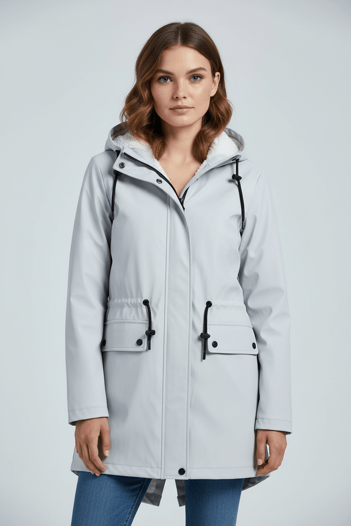 Meera – Women’s Waterproof Fleece-Lined Hooded Trench Coat with Tailored Fit