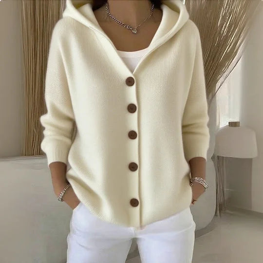 Cozy Hooded Knit Button Winter Cardigan Jacket for Women