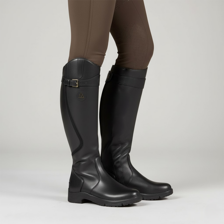 Women’s Leather Knee-High Boots – Waterproof Flat Winter Boots for Everyday Wear