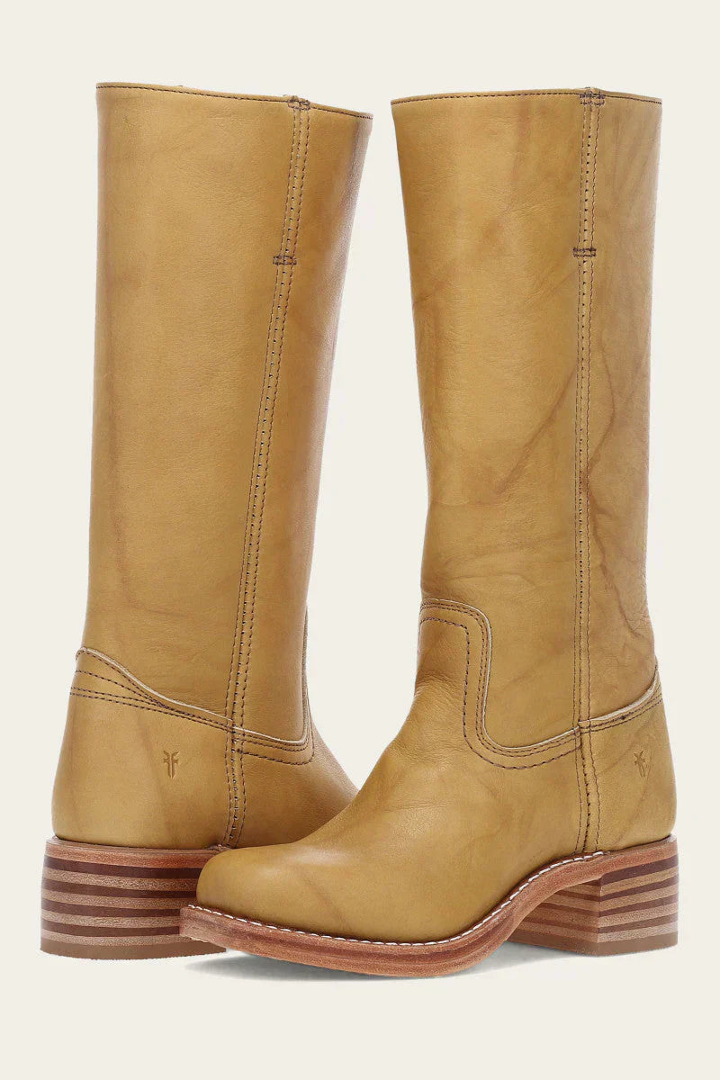 Women’s Leather Knee High Boots – Western Cowboy Block Heel Boots