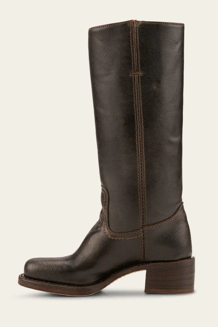 Women’s Leather Knee High Boots – Western Cowboy Block Heel Boots