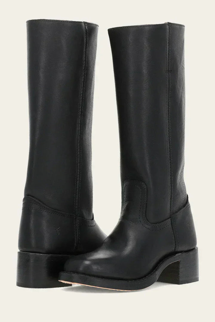 Women’s Leather Knee High Boots – Western Cowboy Block Heel Boots