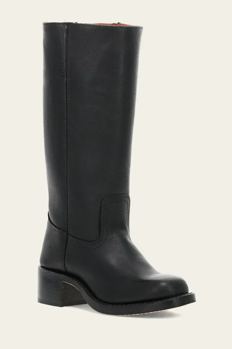 Women’s Leather Knee High Boots – Western Cowboy Block Heel Boots