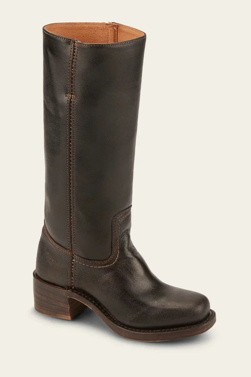 Women’s Leather Knee High Boots – Western Cowboy Block Heel Boots