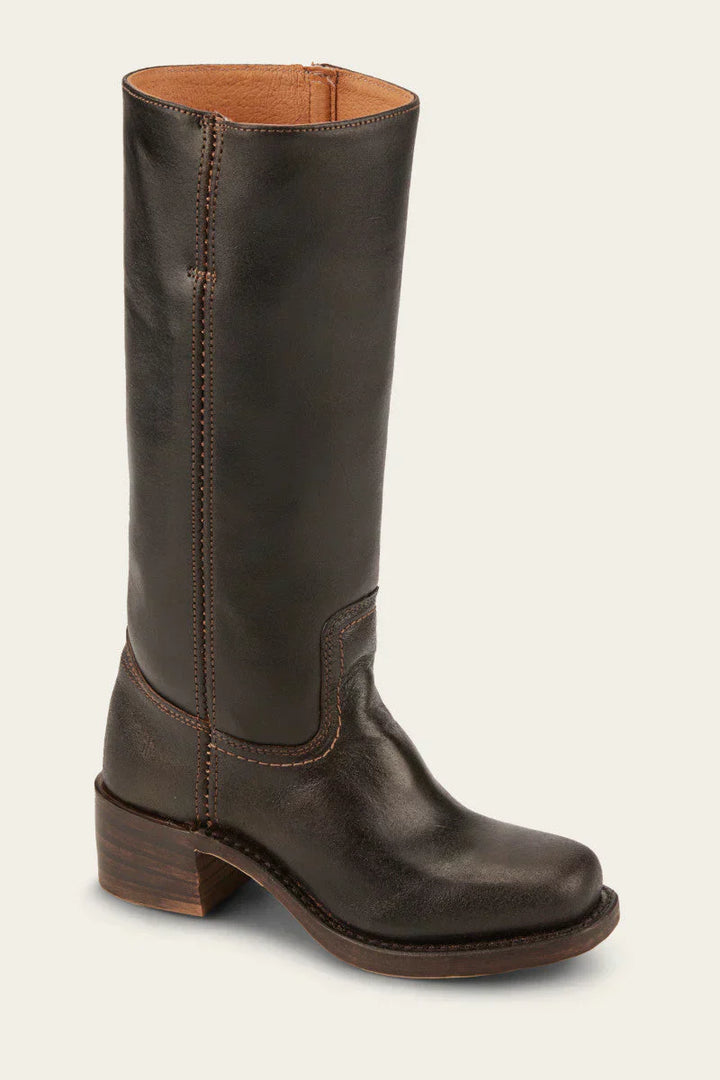 Women’s Leather Knee High Boots – Western Cowboy Block Heel Boots