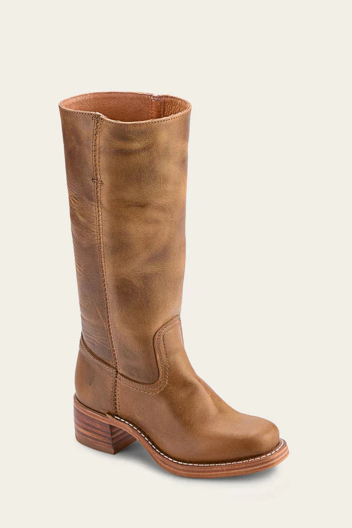 Women’s Leather Knee High Boots – Western Cowboy Block Heel Boots