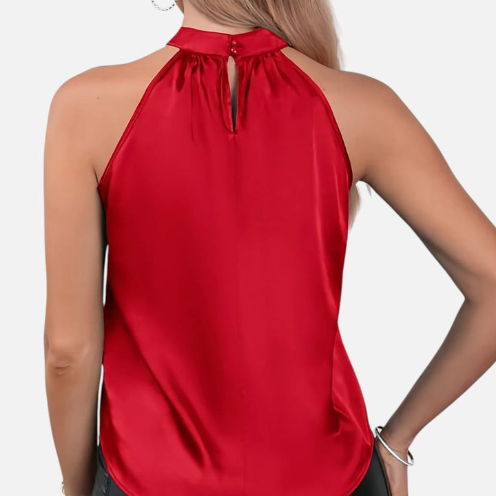 Women’s Satin Halter Neck Top Elegant Sleeveless Party Style