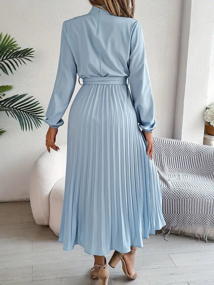 Ella | Women’s Pleated Belted Long Sleeve Dress