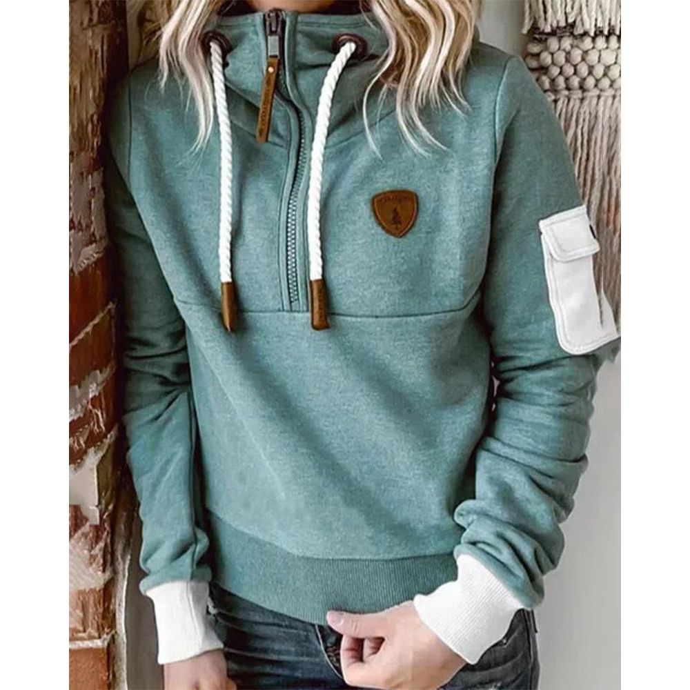 Women’s Warm Fleece Hoodie with Half-Zip Design
