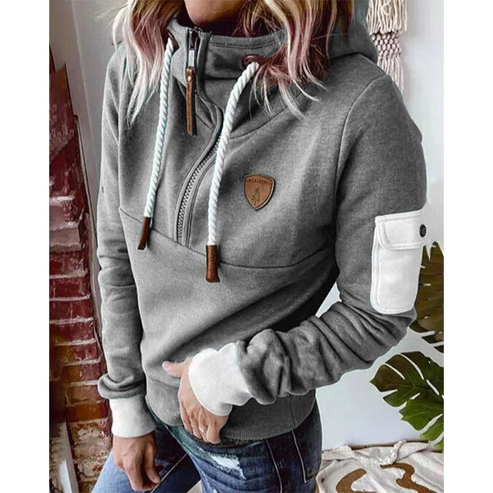Women’s Warm Fleece Hoodie with Half-Zip Design