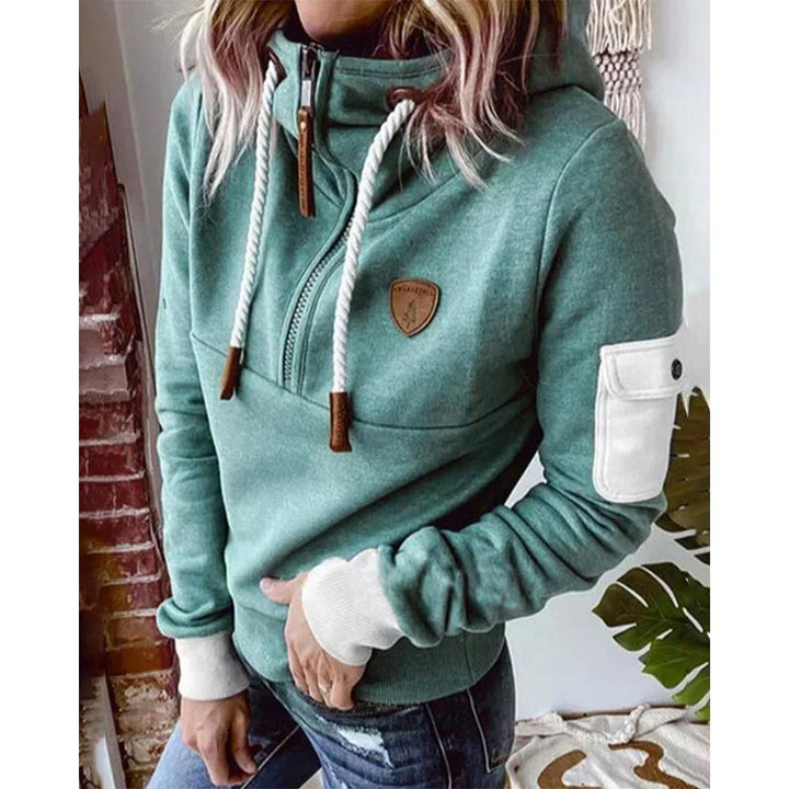 Women’s Warm Fleece Hoodie with Half-Zip Design