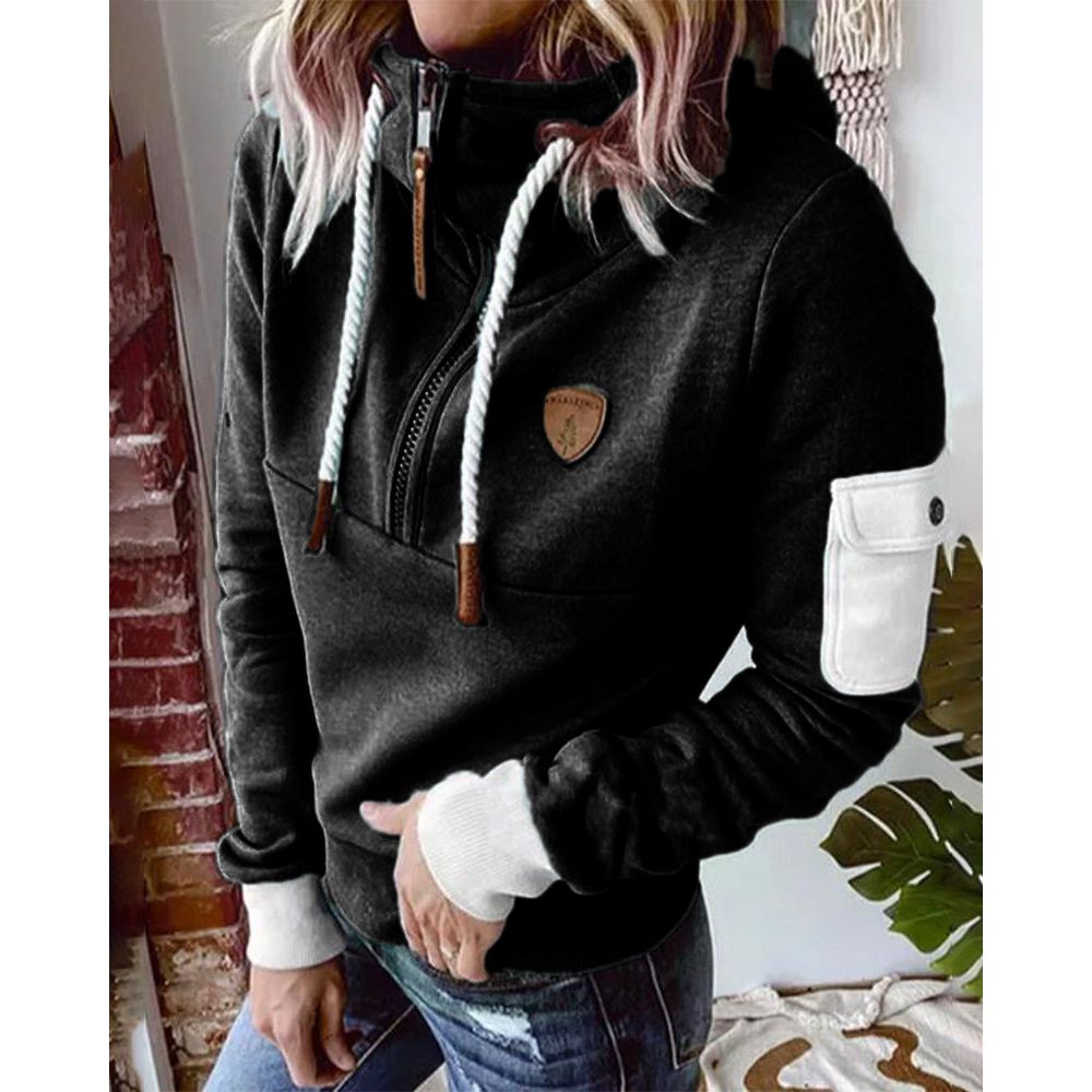 Women’s Warm Fleece Hoodie with Half-Zip Design