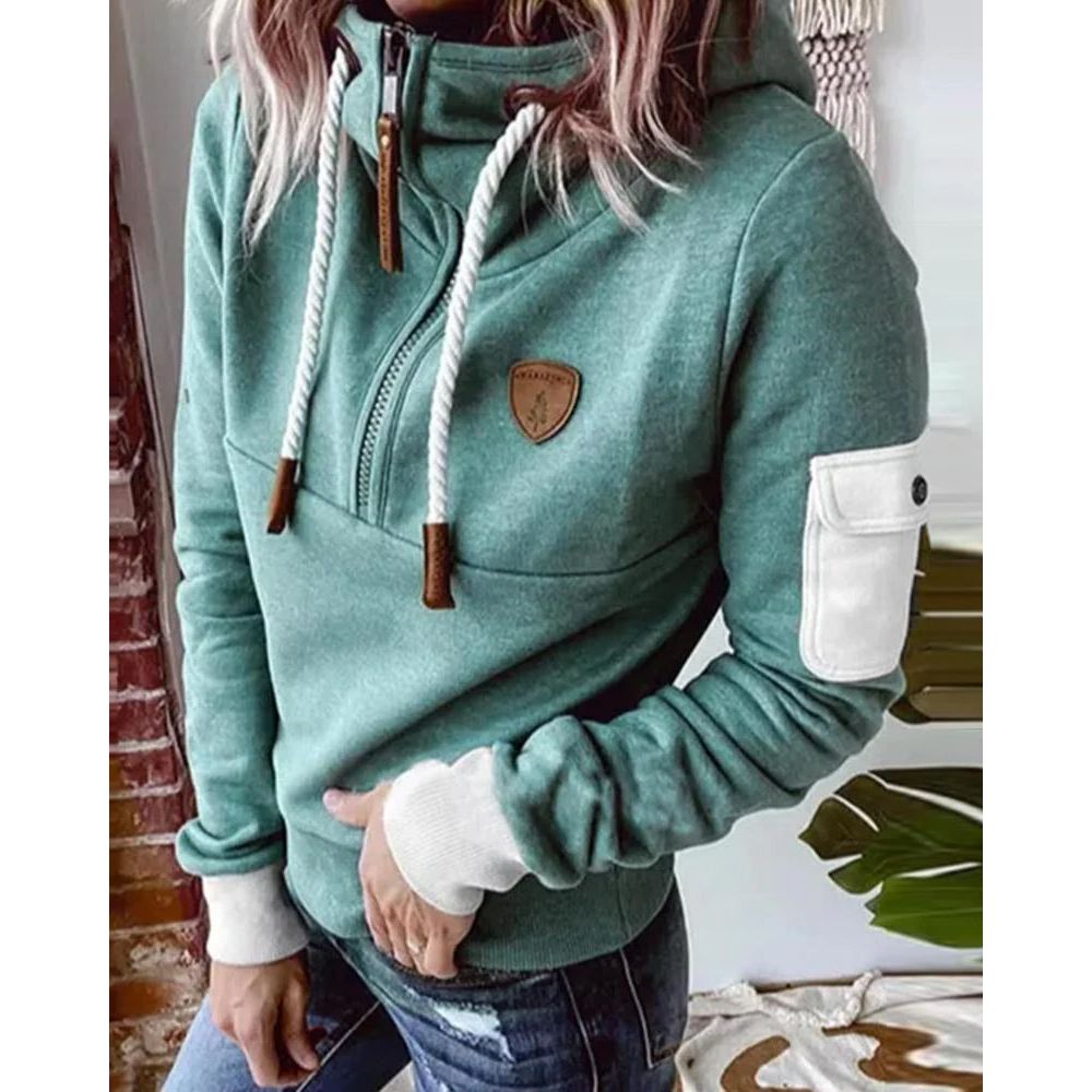Women’s Warm Fleece Hoodie with Half-Zip Design