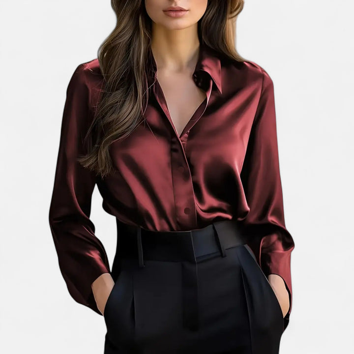 Women’s Satin Blouse – Long Sleeve Elegance