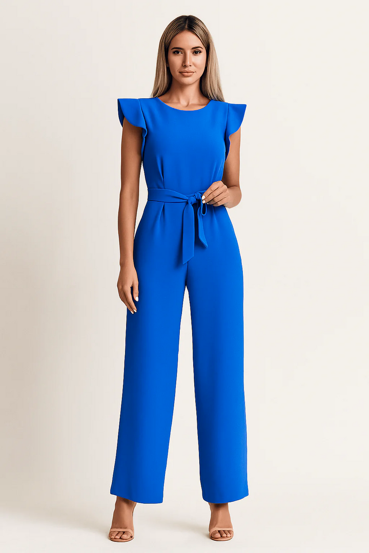 Women’s Elegant Belted Jumpsuit Wide Leg Formal One Piece
