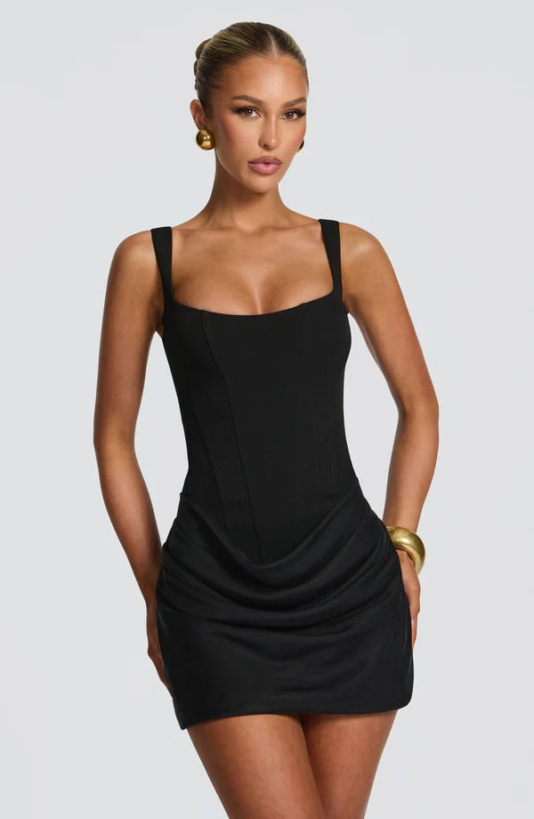 Women’s Ruched Corset-Style Strapless Mini Dress Evening Outfit