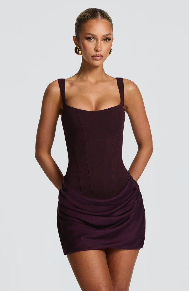 Women’s Ruched Corset-Style Strapless Mini Dress Evening Outfit