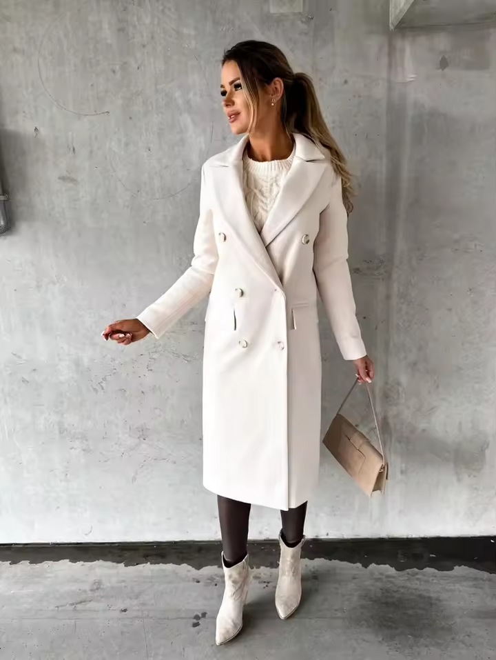 Chic Double-Breasted Winter Long Coat for Women