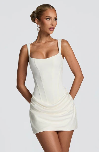 Women’s Ruched Corset-Style Strapless Mini Dress Evening Outfit