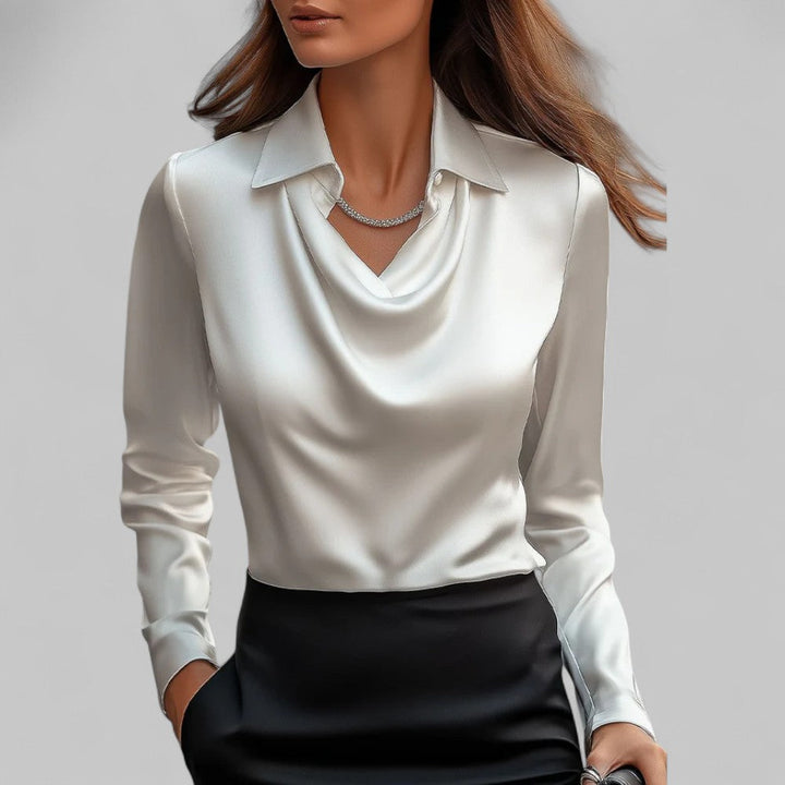 Grace | Women's Elegant Long Sleeve Draped Blouse