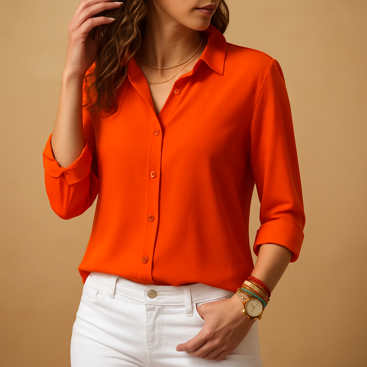 Long sleeve V-neck blouse for women | Amelia