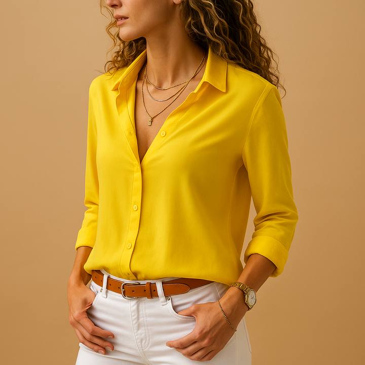 Long sleeve V-neck blouse for women | Amelia