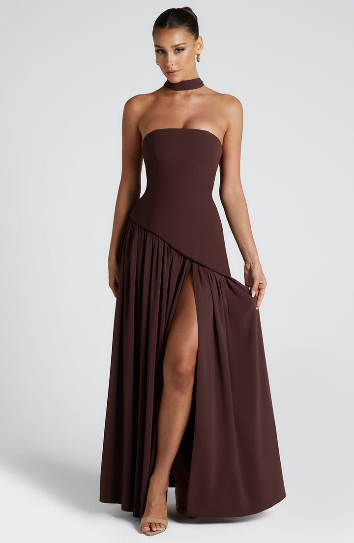 Women’s Strapless Corset Evening Maxi Dress – Elegant Winter Gala & Christmas Party Gown